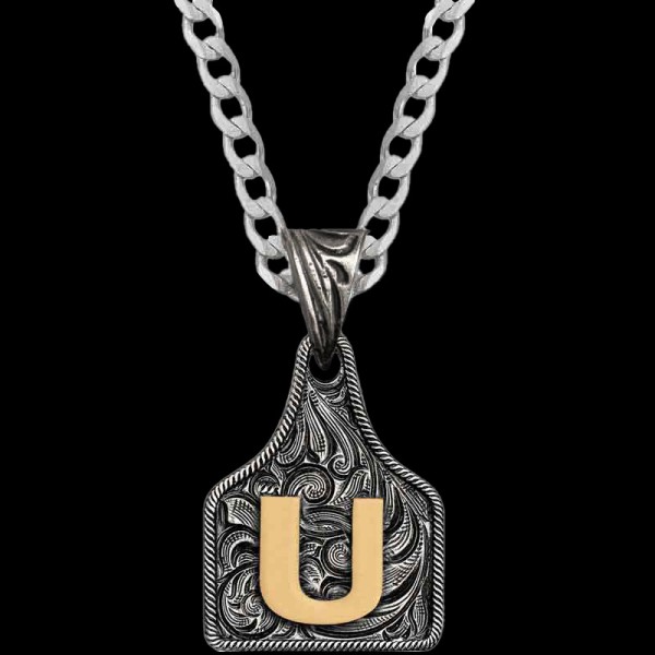 Mini Initial Cow Tag Necklace 